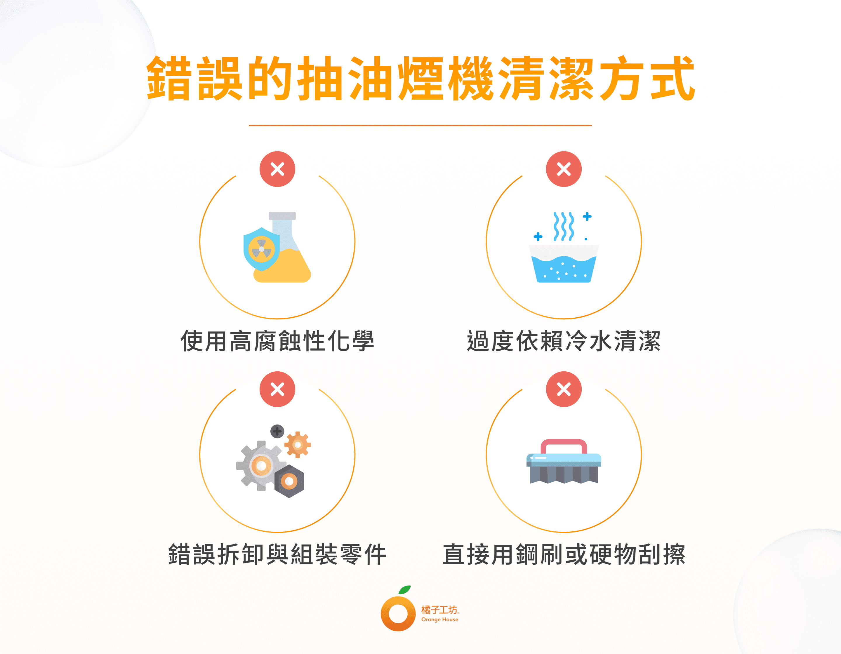 錯誤的抽油煙機清潔方式